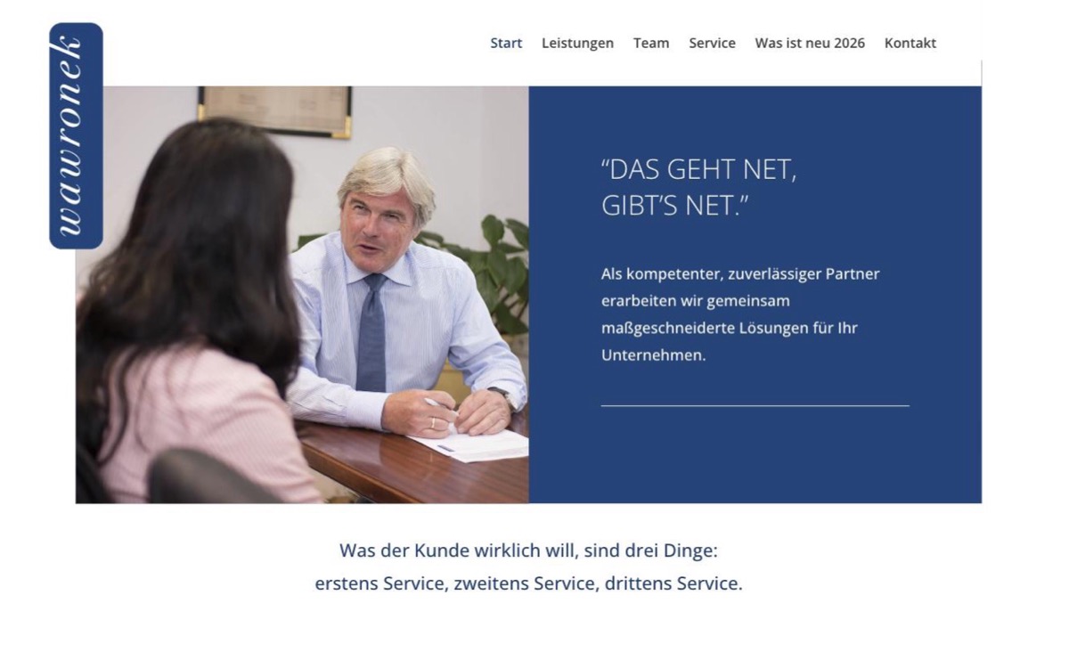 Website der Steuerberatung Mag. Walther Wawronek